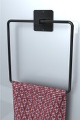 Resim KARTEYA Kare Yapışkanlı Siyah Kare Havluluk Banyo Havlu Kare Pratik Askılık 