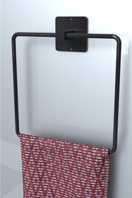 Resim KARTEYA Kare Yapışkanlı Siyah Kare Havluluk Banyo Havlu Kare Pratik Askılık 