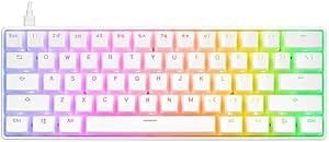 Resim Rampage KB-R135 PARVUS Beyaz Type-C Bağlantılı RGB Puding Tuşlu Red Switch İngilizce Q Gaming Oyuncu Klavye 