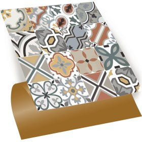 Resim Tink Kendinden Yapışkanlı Renkli Geometrik Desenli Pvc Karo 30X30 cm (56 Adet) 5m2 