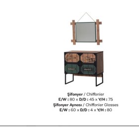 Resim BENGİ TİCARET Şifonyer Ve Ayna 18391 Urlu Loft Model 1 Kalite Metaal Suntalem Demonte Ürün. Kutuda Sevk El Yapım 