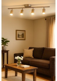 Resim Spoti 4'lü Gri Renk Gün Işığı Modern Tasarım Salon - Mutfak - Banyo Spot Ledli Sıralı Avize Gri 