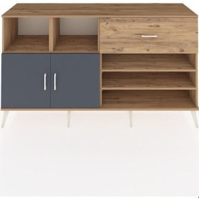 Resim Hyperion Konsol 6 Raflı Tek Çekmeceli 2 Kapaklı 176x44x99 Çam-antrasit/çam Atlas Çam/antrasıt - Atlas Çam 
