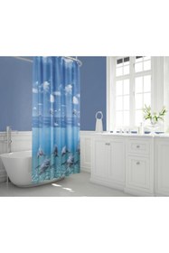 Resim Zethome Banyo Perdesi 1x120x200 Tek Kanat Duş Perdesi Halka Hediyeli 8852 