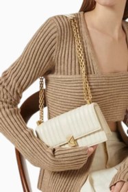 Resim Mini Deco Flap Zincirli Çapraz Çanta, Kapitone Deri ve Altın Tonlu Donanımlı Lüks Crossbody - Yeşil 
