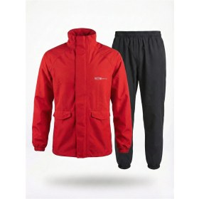 Resim Motokit Kırmızı Suya Dayanıklı Alt Üst Motosiklet Yağmurluk Seti – Taşıma Kılıflı, Oxford Kumaş Membranlı 