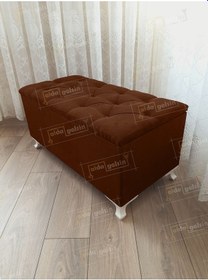 Resim Kahverengi Sandıklı Kapitone Puf Karışık 