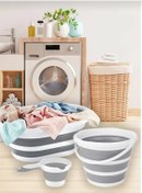 Resim Herza House Plastik Katlanır Çamaşır Sepeti - Katlanır Kova - Katlanır Maşrapa Beyaz 45 x 45 20 L 
