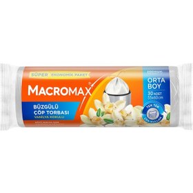 Resim Macromax Büzgülü Orta Boy Çöp Torbası Vanilya 30'lu 