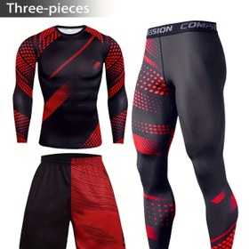 Resim 3 Parça Erkek Hızlı Kuruyan Spor Seti - Fermuarlı Uzun Kollu Gömlek, Tam Boy Pantolon ve Antrenman Şortları - Neon Sarısı/Siyah / Slicky Lifli Kumaş - Koşu, Basketbol, Bisiklet, Jimnastik için Kompresyonlu Egzersiz Giysisi - Hafif & Nem Emici - Eğitim ve günlük kullanım için ideal - Darbe Korumalı Ekipmanlara uygun - Açık hava etkinlikleri vb. spor ürünü 