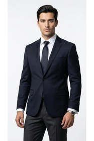 Resim Plus Scorpion Erkek Blazer Ceket Twill Dokuma Likralı Notch Yaka 1 Düğmeli Çift Yırtmaçlı Slim Fit 