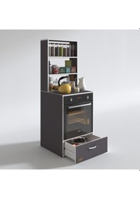 Resim Kenzlife ankastre fırın dolabı aybirgen gri 165*60*56 mutfak çekmeceli 