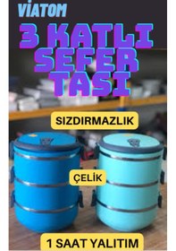Resim Yemek Sefer Tası 3 Katlı Sızdırmaz Yemek Termosu 