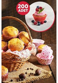 Resim 200 Adet Muffin Kek Kalıbı & 1.sınıf Kalite Kek Kapsülü Cupcake Muffin Kağıdı 200'lü Belirtilmemiş Ç Diğer 