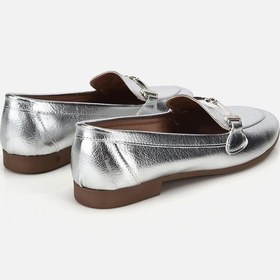 Resim Yaya Kadın Lame Toka Detaylı Metalik Loafer 