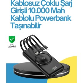 Resim 10000MAH Kablosuz ve Hızlı Şarj Destekli Powerbank – Taşınabilir Şarj Gücü 