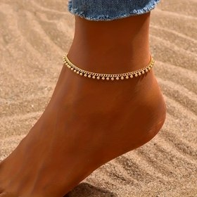 Resim Kadınlar İçin Bohem & Boncuklu Ayak Bilekliği - Sentetik Taşlı Paslanmaz Çelik Plaj Takısı, Aralık Doğum Taşı Cazibesi, Minimalist Tatil Aksesuarı ve Yıl Boyu Kullanım için Mardi Gras Hediyesi, Şık Altın Kaplama Charm Bilezik 