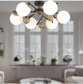 Resim Peyda 6'lı Siyah Eskitme Beyaz Camlı Modern Koridor Yatak Odası Salon Avize 