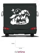 Resim Dijitonline Karavan Ağaç Sticker - At Sticker - Orman Sticker - Kuş ve Güneş Sticker - 120x92 Cm 