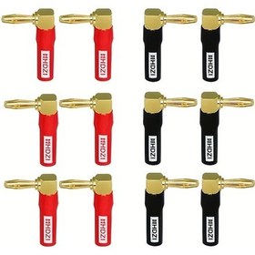 Resim Xuweiwei 24k Altın Kaplama Hoparlör Kablosu Muz Pili Konnektör 12 Parça 90 Derece Yaprak 