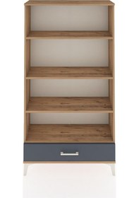 Resim Arges Dolap 4 Raflı Tek Çekmeceli 88x30x163 Çam-antrasit Atlas Çam 