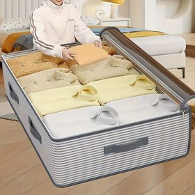 Resim Kartvizit Organizatörü, HEART LEAF Büyük Paketleme Çantası - Çok Katmanlı Çizgili Tasarım, Dayanıklı Polyester, Taşınabilir Kadın Modası Elbise Organizeri, Karışık Renkler, Yatak Odası Düzenleyici, Şık Desen 