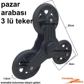 Resim Yıldırım Nalbur Pazar Arabası Teker Siyah 3 Lü Model Araba Tekerleği Plastik Tekerlek 