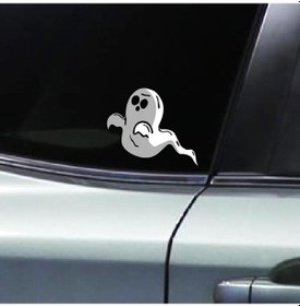 Resim J462 Komik Hayalet Araba Çıkartmaları Çıkartmaları Vinil Araç Yakıt Deposu Kapağı Su Geçirmez Dekorasyon Araba Çıkartmaları 20x17cm 