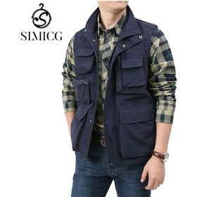 Resim Sımıcg Erkek Yelek Çok Cepli Su Geçirmez Yelek Mavi 