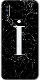 Resim MRCİLETİSİMmrc-28440 Siyah Mermer Desenli İ Harfi Kılıf Baskılı Kapak Tam Ekran Koruyucu Samsung Galaxy A70s ile uyumlu 