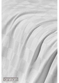 Resim Tek Kişilik Beyaz Dama Desenli Pike - Yumuşak Ve Dayanıklı Otel Pikesi Beyaz 