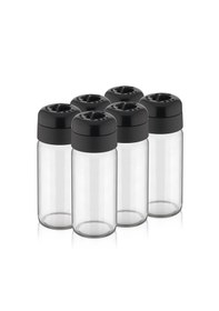 Resim 6 Adet 245 Ml Döner Kapaklı Cam Baharatlık Takımı Şeffaf 