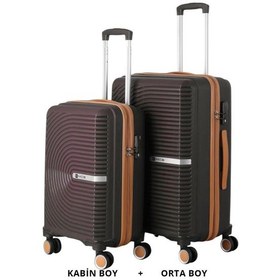 Resim Mçs Bavul Orta Ve Kabin 2li Set Silikon Valiz V374 Kahve/şamp Kahverengi 