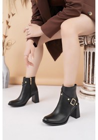 Resim Nesilshoes Nesil Shoes Mddm 1015 Siyah Toka Detaylı Topuklu Kadın Bot 