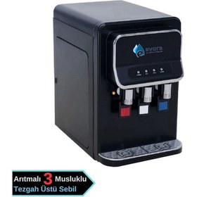 Resim Evora Tezgah Üstü 3 Musluklu Arıtmalı Siyah Su Sebili 502364874 