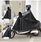 Resim Elektrikli Araba Erkek Ve Kadın Genişletilmiş Yağmur Maskeleri Tam Vücut Yağmurluk Siyah 
