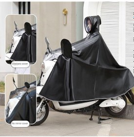 Resim Elektrikli Araba Erkek Ve Kadın Genişletilmiş Yağmur Maskeleri Tam Vücut Yağmurluk Siyah 