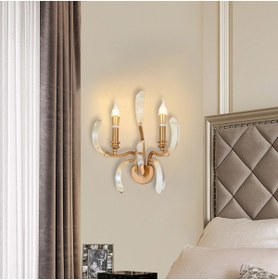 Resim Apliqa Ronja 2'li Bakır Eskitme Kristal Taşlı Yatak Başı, Salon Aplik 