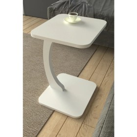 Resim Limnizza Tekerlekli Kare C Sehpa Koltuk Yanı Laptop Masası Modern Zigon Yan Sehpa Salon Ofis Sehpası 