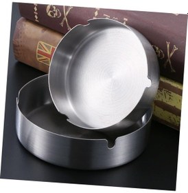 Resim Rotanev Paslanmaz Çelik Mini Mat Açık Yuvarlak Model Küllük Dekoratif Kül Tablası 8 CM Küllük 