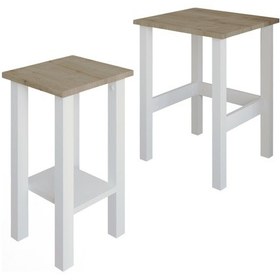 Resim İnarch Dizayn Gina 2 Li Kare Sehpa Seti Modern,iç İçe Geçebilen,yer Tasarruflu Tasarım,ahşap Ayaklı Safir Meşe 