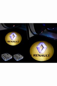 Resim Sm Motors Renault Araçları Için ( Sarı ) Pilli Yapıştırmalı / Esafe Sensörlü Kapı Altı Led Logo / Projektör 