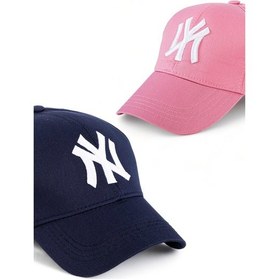 Resim Unisex 2'li Set Lacivert ve Pembe Ny New York Beyzbol Şapka - Unisex Lacivert - Pembe 