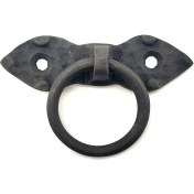 Resim Antika Tarz Dekoratif Pirinç Yaprak Mobilya Kulbu, Kapı Kilit Halkası - 80 Mm, Oksit - Lisinya 