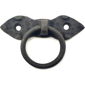 Resim Antika Tarz Dekoratif Pirinç Yaprak Mobilya Kulbu, Kapı Kilit Halkası - 80 Mm, Oksit - Lisinya 