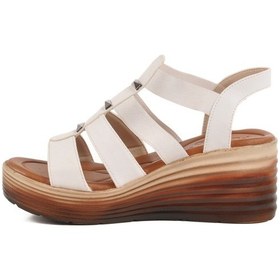 Resim Beyaz Cırtlı Topuklu Kadın Sandalet T-001 Z Beyaz 