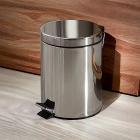 Resim MCK Plus 5 Litre Paslanmaz 2'li Banyo Seti Pedallı Çöp Kovası Wc Klozet Tuvalet Fırça Seti Banyo 