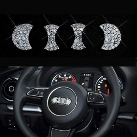 Resim İdeal Aksesuar Audi Taşlı Direksiyon Logosu Kristal Audi Stone Steering Wheel Logo Crystal Arma Iç Logo 4 Parça 