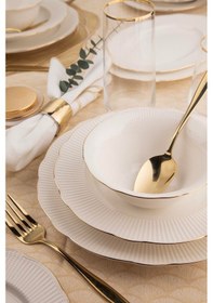 Resim Kütahya Porselen Bone Ilay 26 Parça 6 Kişilik Yemek Takımı Altın File 