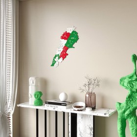 Resim Lübnan Haritası Ahşap Duvar Dekoru - UV Baskılı Çok Katmanlı Tasarım - 85x67 cm / Sage 